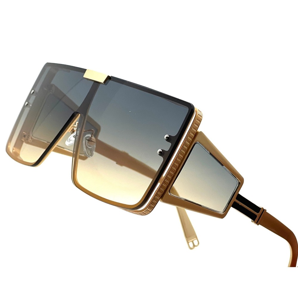 Sunglasses Gold Frame Green Gradient Lens Oversized Fashion Luxury Party Shades - Picture 10 of 13